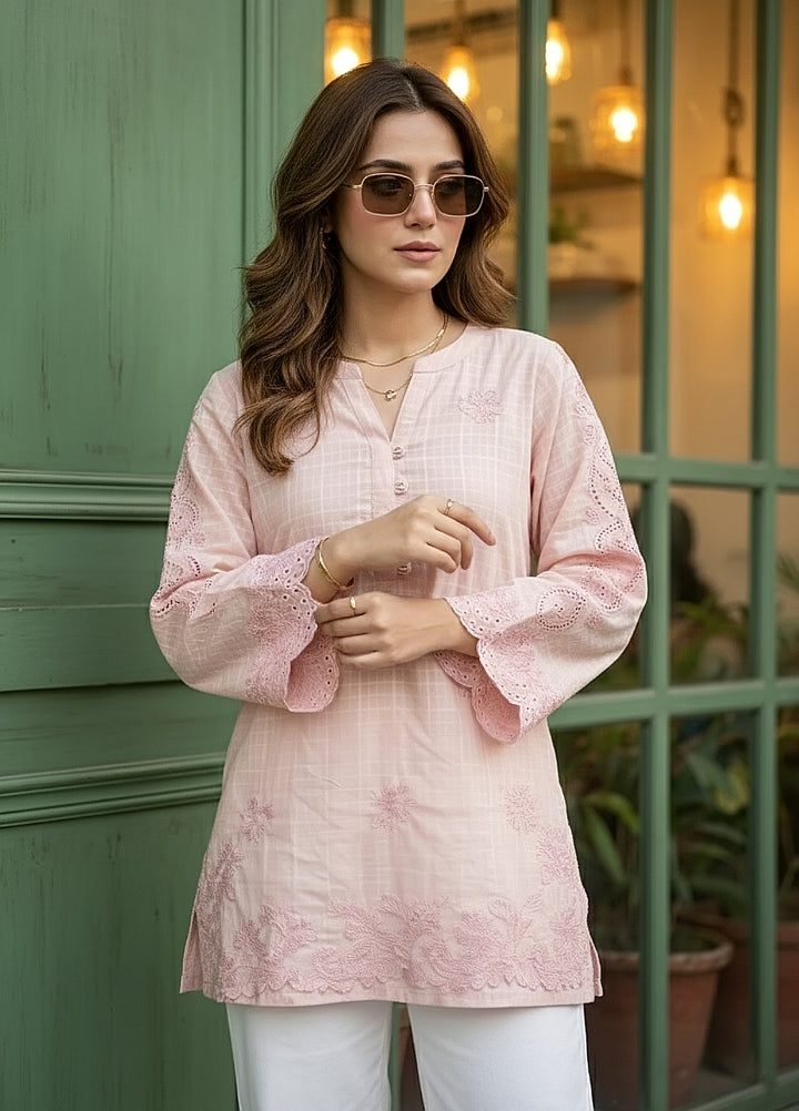 Lakhany Women Pret Embroidered Cambric Shirt Light Pink - Winter Collection