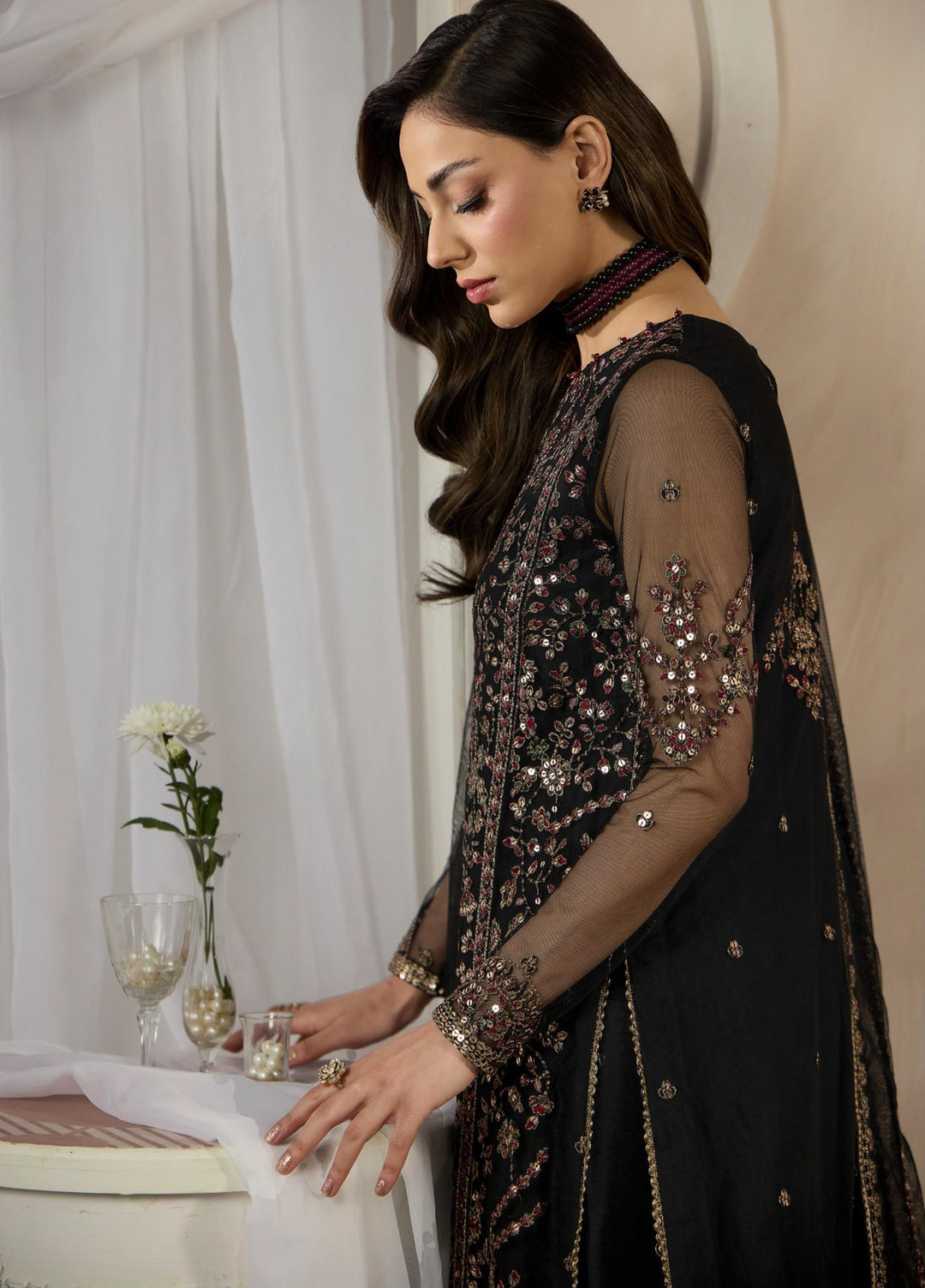 Dharkash by Zarif Unstitched Embroidered Net 3 Piece Suit ZR26UDN ZRF-DK-03 ASTER - Festive Collection