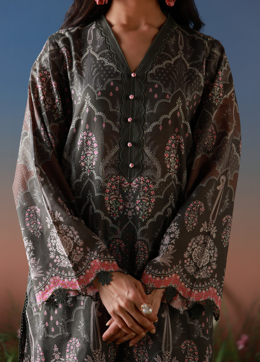 Mirha by Sahar Unstitched Printed Lawn 3 Piece Suit SS1-26-17 Shadow Lace - Summer Collection
