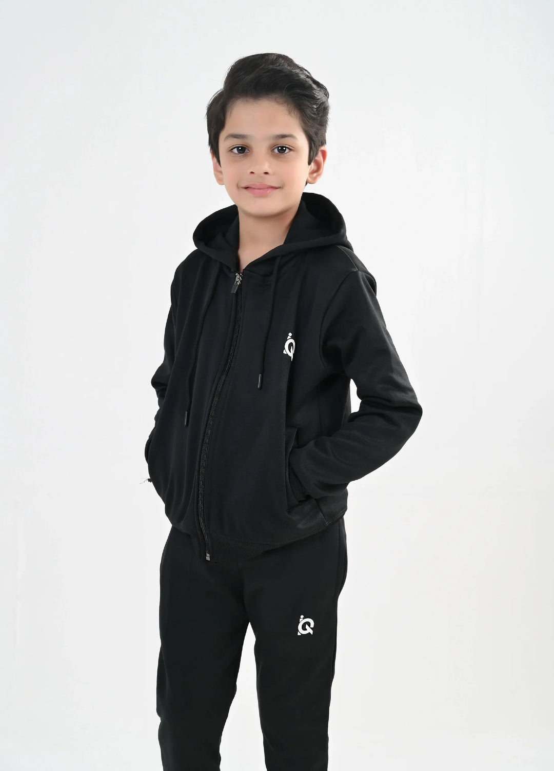 IQ Exclusive Kids Track Suit Fleece 2 PieceSleek Black Full-Zip Tracksuit-Unisex Kids - Winter Collection