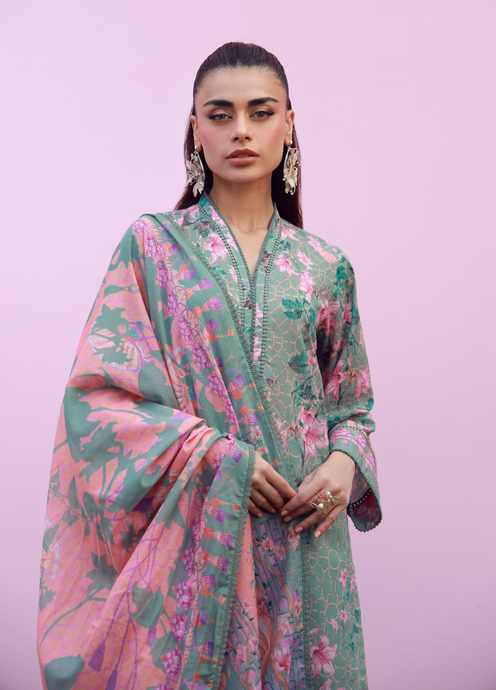 Mirha by Sahar Unstitched Printed Lawn 3 Piece Suit SS1-26-19 Olive Blush Reverie - Summer Collection
