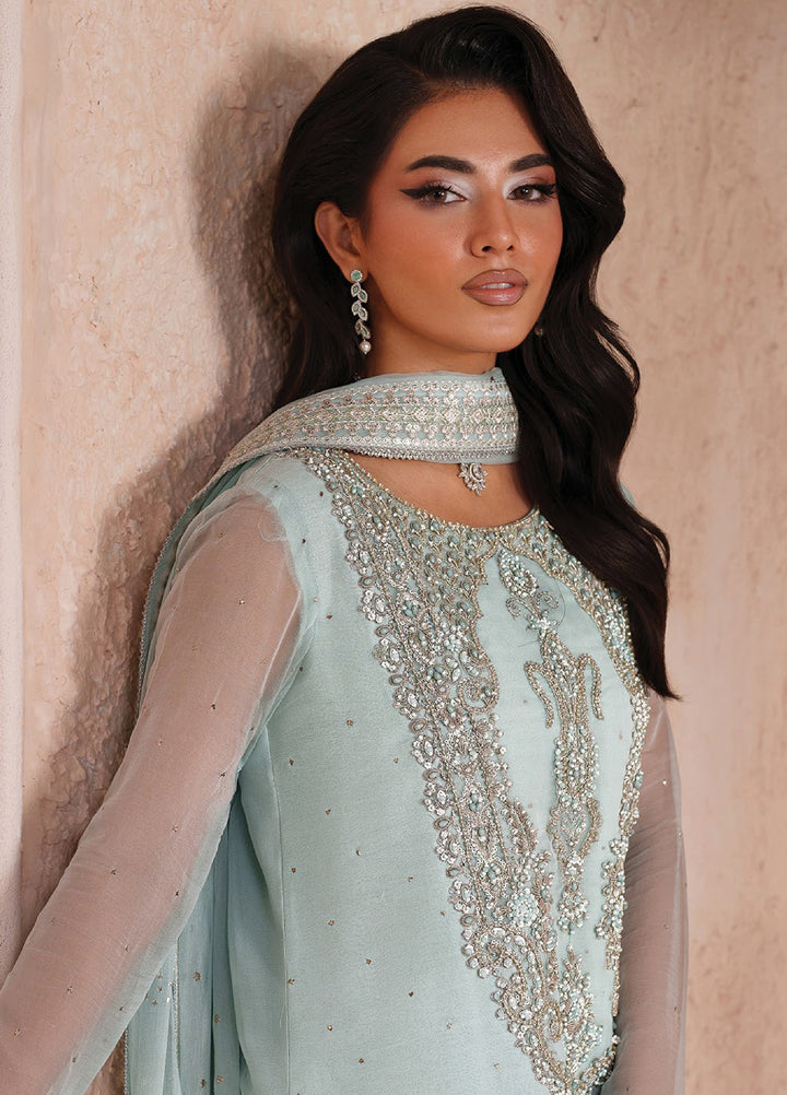 Aymal by Alizeh Fashion Unstitched Embroidered Chiffon 3 Piece Suit AFB26UA D-01 Azure - Festive Collection