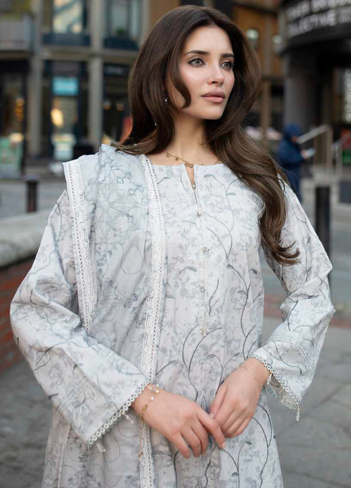 AL Zohaib Dhagakari Unstitched Embroidered Lawn 3 Piece Suit AZ26UD D-5 - Summer Collection