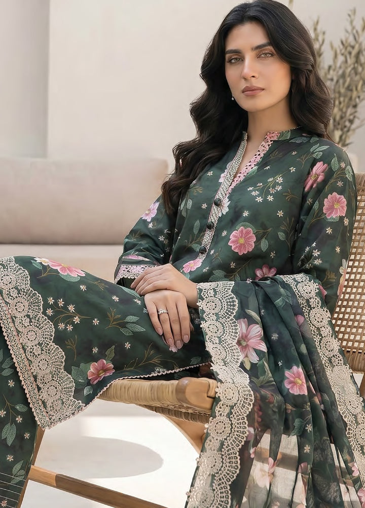 Lakhany Unstitched Printed Lawn 3 Piece Suit LSM26UP LG-RK-0158 - Casual Collection