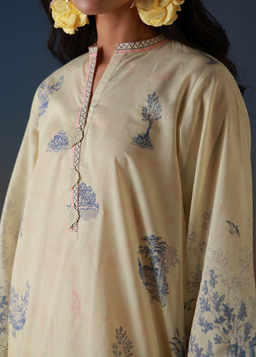 Mirha by Sahar Unstitched Printed Lawn 3 Piece Suit SS1-26-15 Buttercream Botanica - Summer Collection