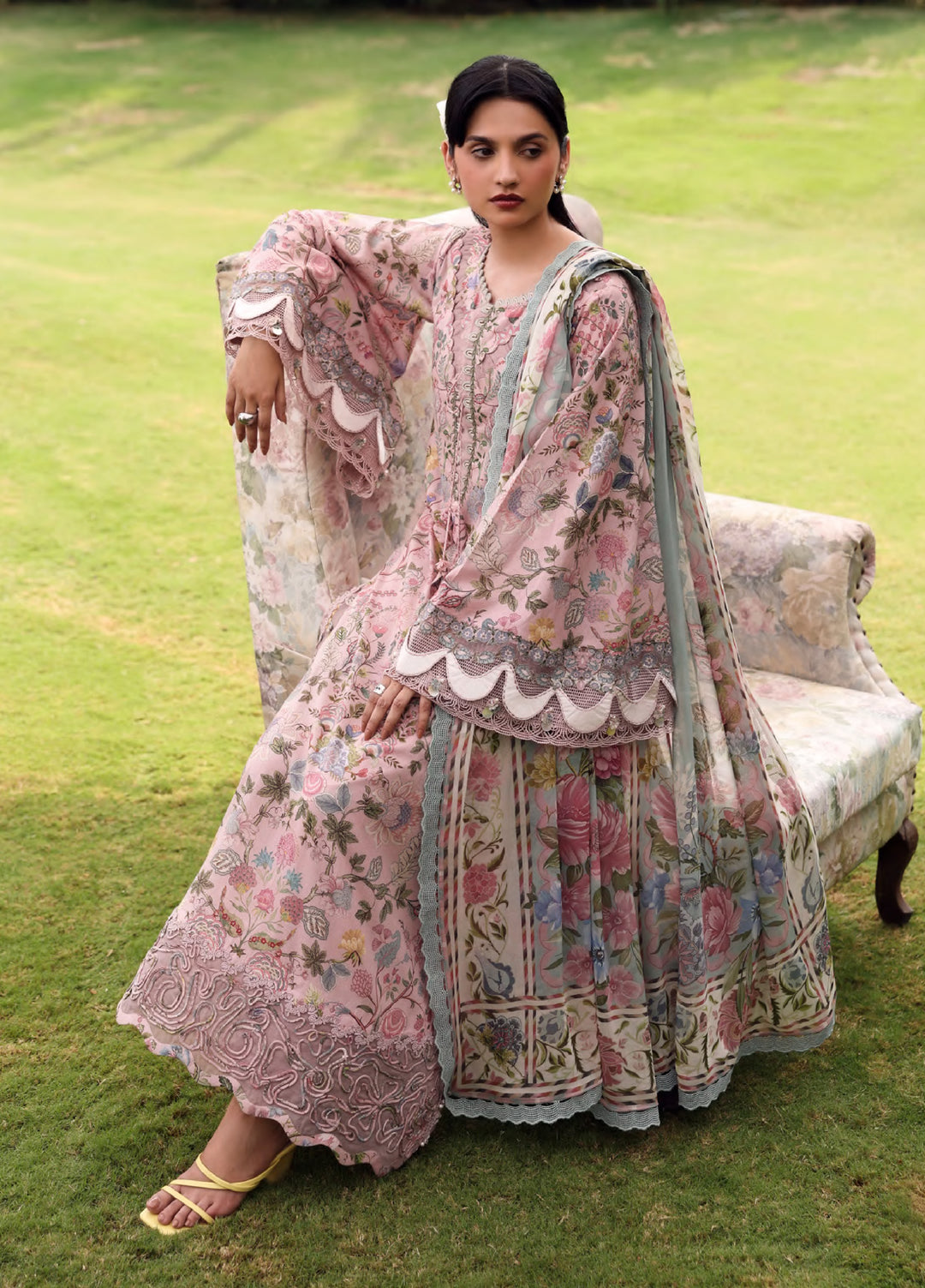 Belladore by Elaf Premium Unstitched Printed Lawn 3 Piece Suit EL26ULB Chessa EPA-3A - Summer Collection