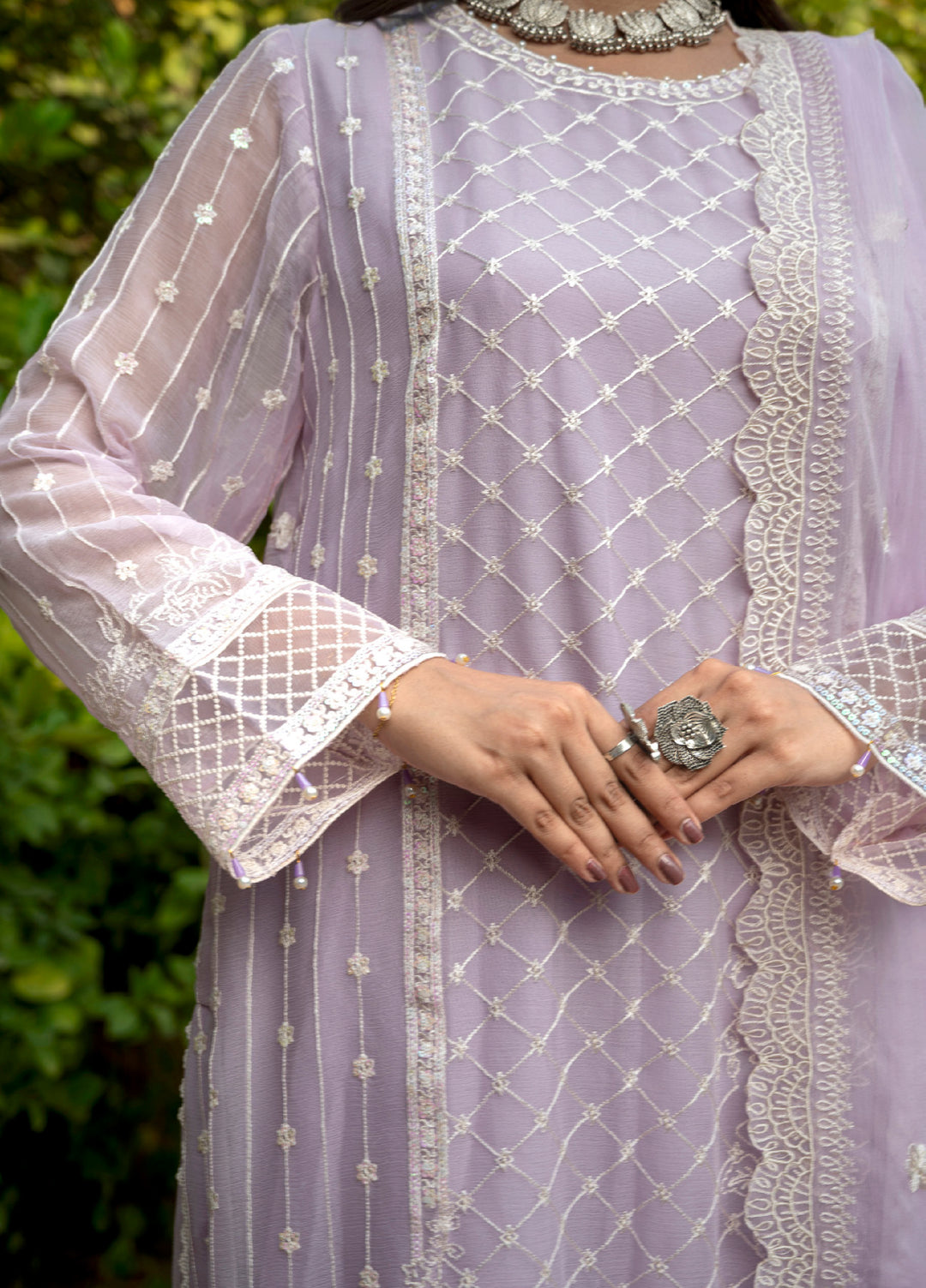 Zenia by Fine Tex Unstitched Royal Embroidered Chiffon Suits 3 Piece FNT25ZC ZC-03 - Festive Collection