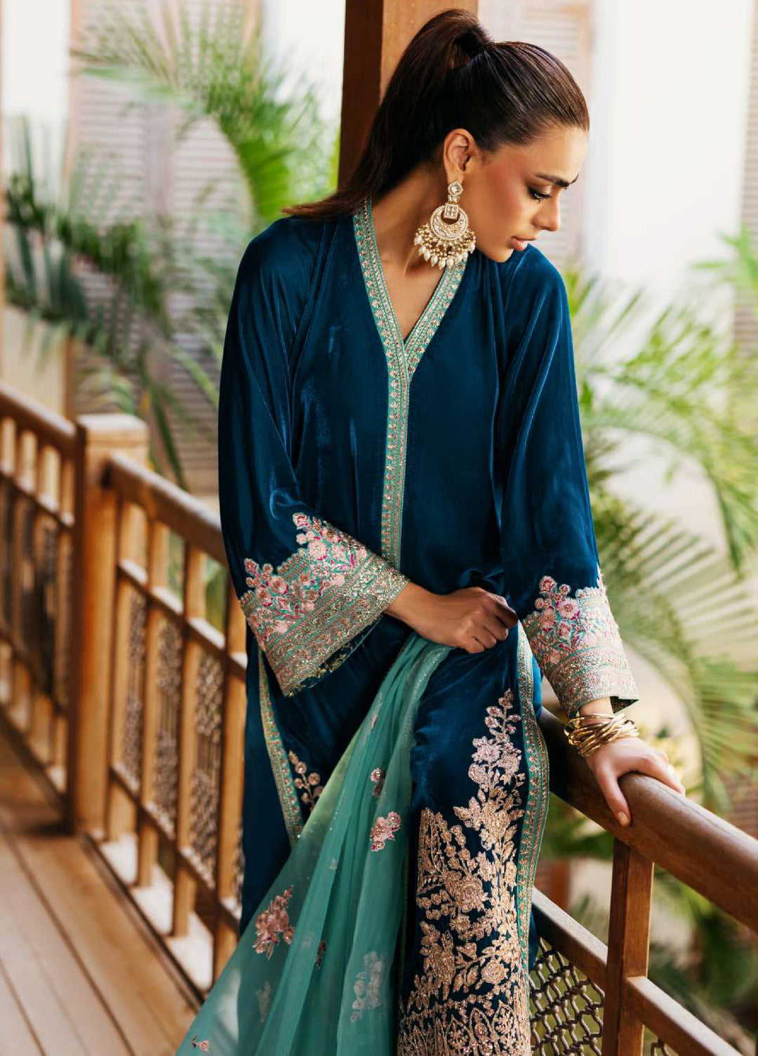 Zainab Chottani Unstitched Velvet Embroidered 3 Piece ZC25UV Elsa - Festive Collection