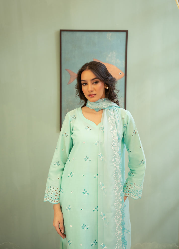Naaz Couture Women RTW Embroidered Lawn 3 Piece Suit NC26RLC Aqua Marine - Casual Collection