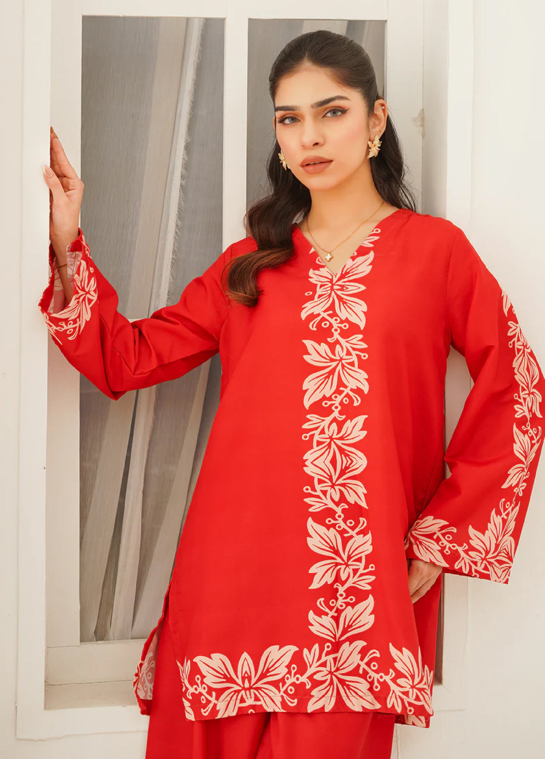 Nairah Women Pret Printed Arabic Lawn Suit NAH26PN Red Coral - Spring Collection