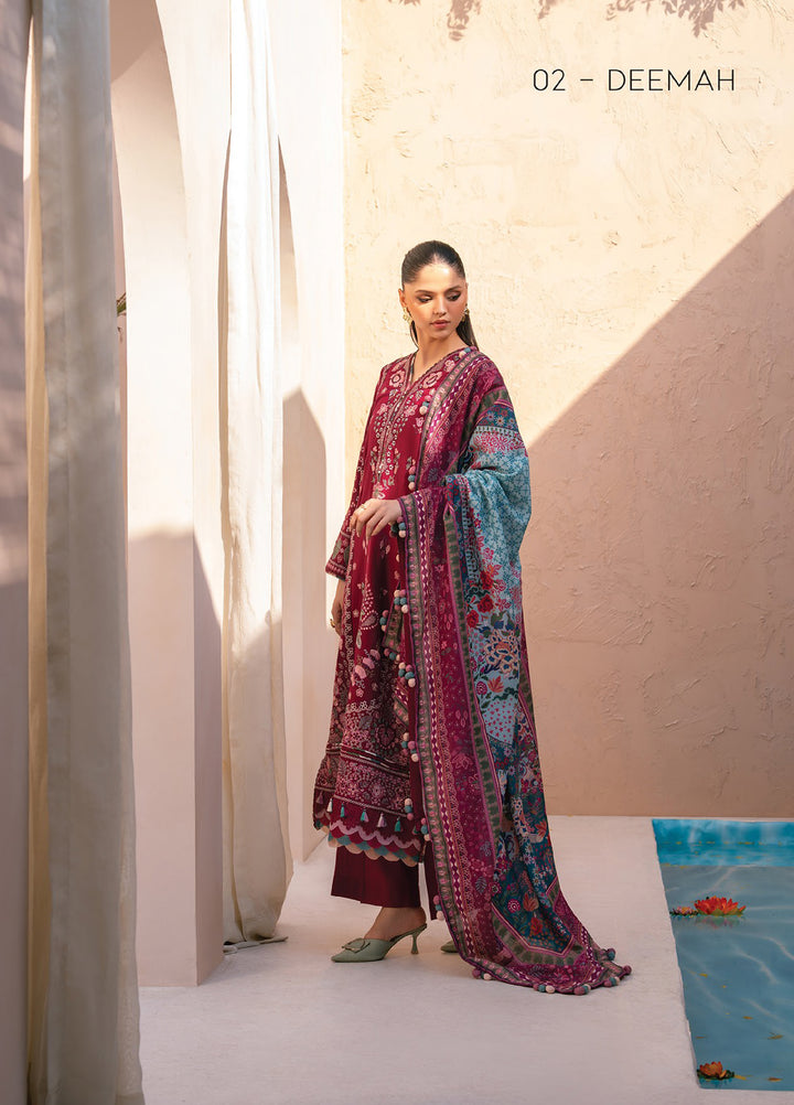 Rang e Khizaan by Xenia Unstitched Khaddar Embroidered Suits 3 Piece XE25SW D-02 DEEMAH - Winter Collection