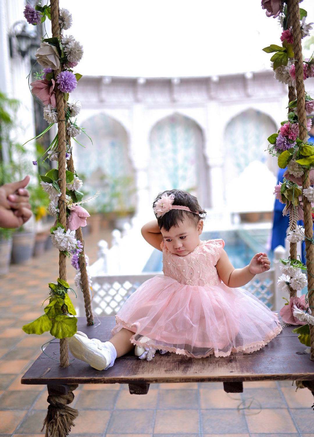 Andaz e Jahan by Qurratulain Saqib Pret kids Bareeze Net 1 Piece Embroidered Baby Frock - Wedding Collection