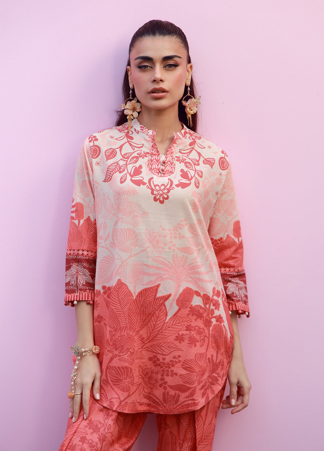 Sahar Unstitched Printed Cambric 2 Piece Suit SS1-26-24 Coral Silhouette - Summer Collection