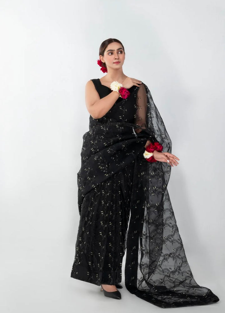 Luxe by Imran Aftab Unstitched Embroidered Organza Saree Suit IASC 25 - Festive Collection
