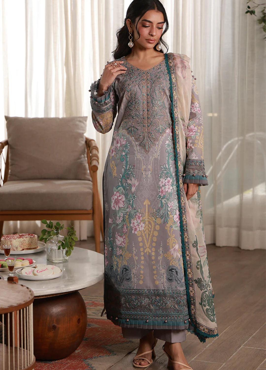 Delia by Gulaal Unstitched Embroidered Lawn 3 Piece Suit GL26UD D-2 Orra - Summer Collection