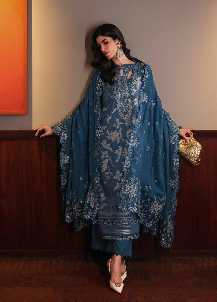 Nureh Exclusive Unstitched Embroidered Lawn Jacquard 3 Piece Suit NU26EU NE-223 - Festive Collection