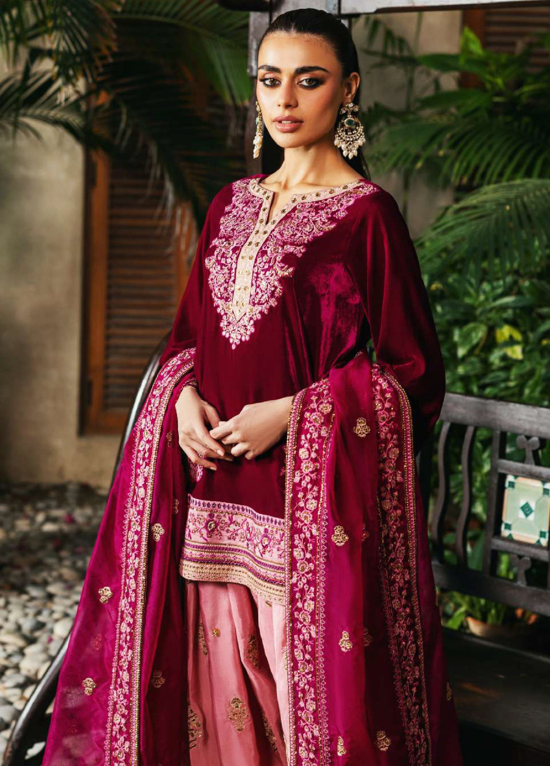 Zainab Chottani Unstitched Velvet Embroidered 3 Piece ZC25UV Rubi - Festive Collection