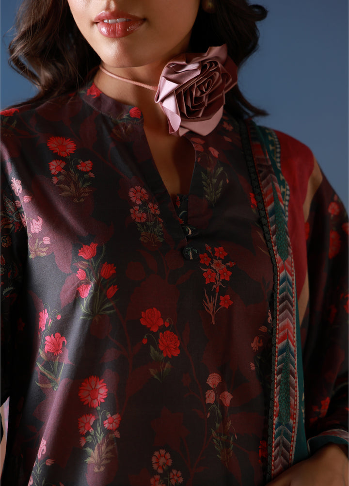 Mirha by Sahar Unstitched Printed Lawn 3 Piece Suit SS1-26-09  Noir Roseraie - Summer Collection