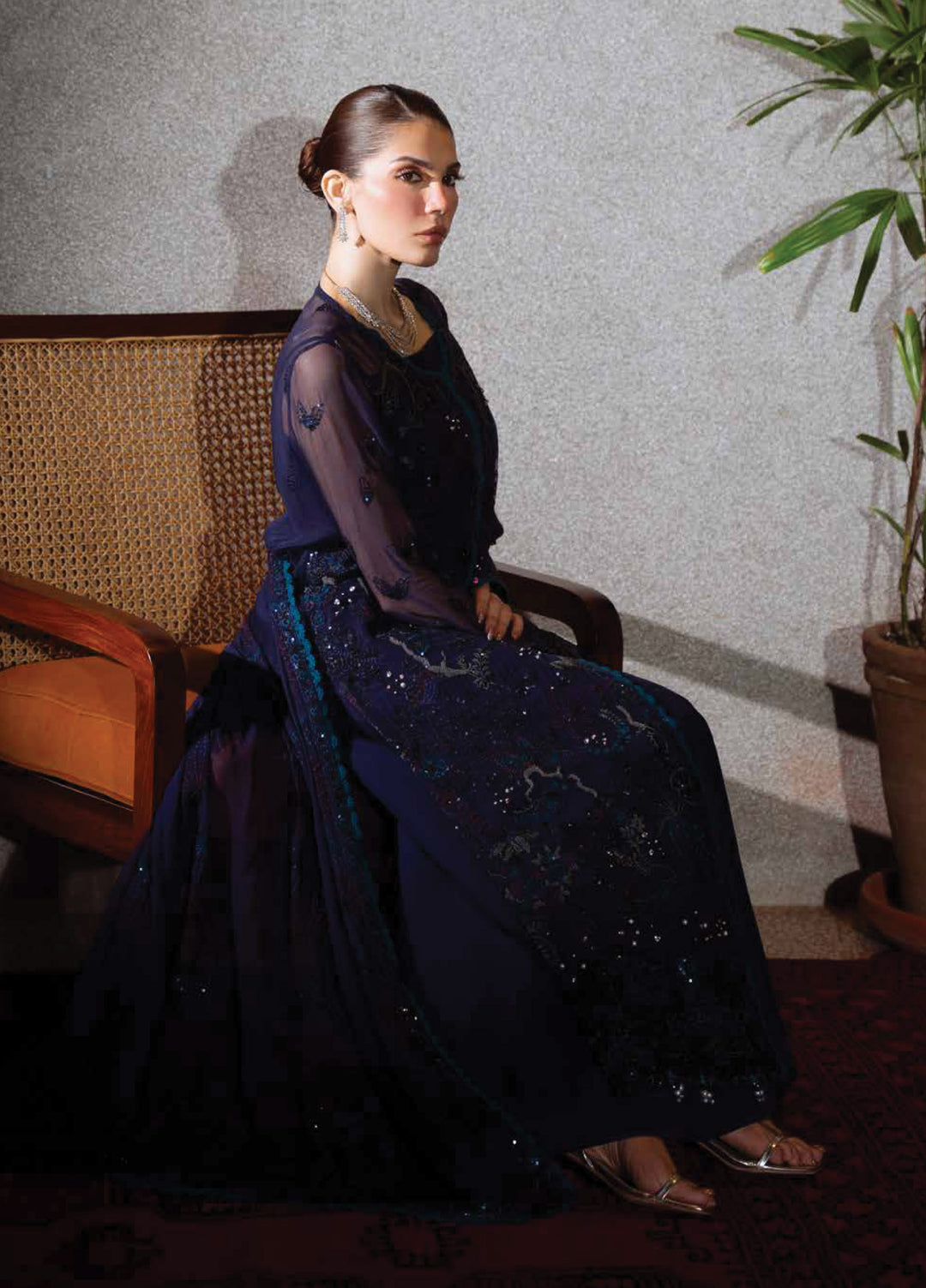 Elaya Luxury by Nureh Unstitched Chiffon Embroidered 3 Piece Suit NU26EL NEL-87 - Festive  Collection