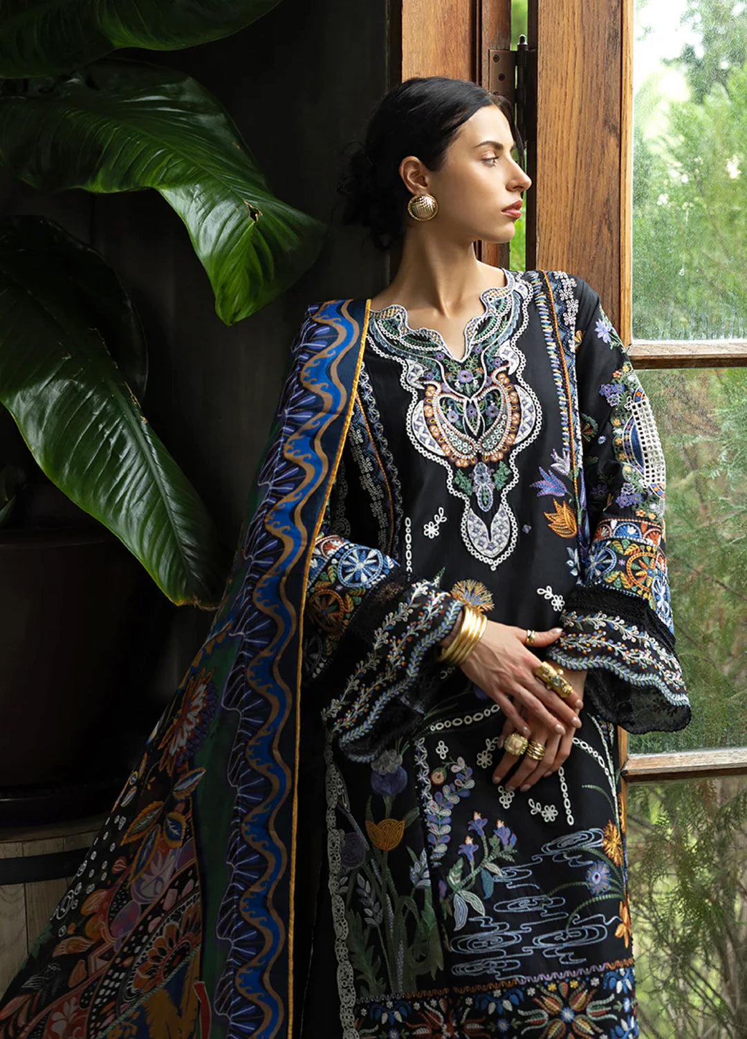 Mon Tresor by Esmel Unstitched Embroidered Luxury Lawn 3 Piece Suit EML26UMT D11-Sia - Summer Collection