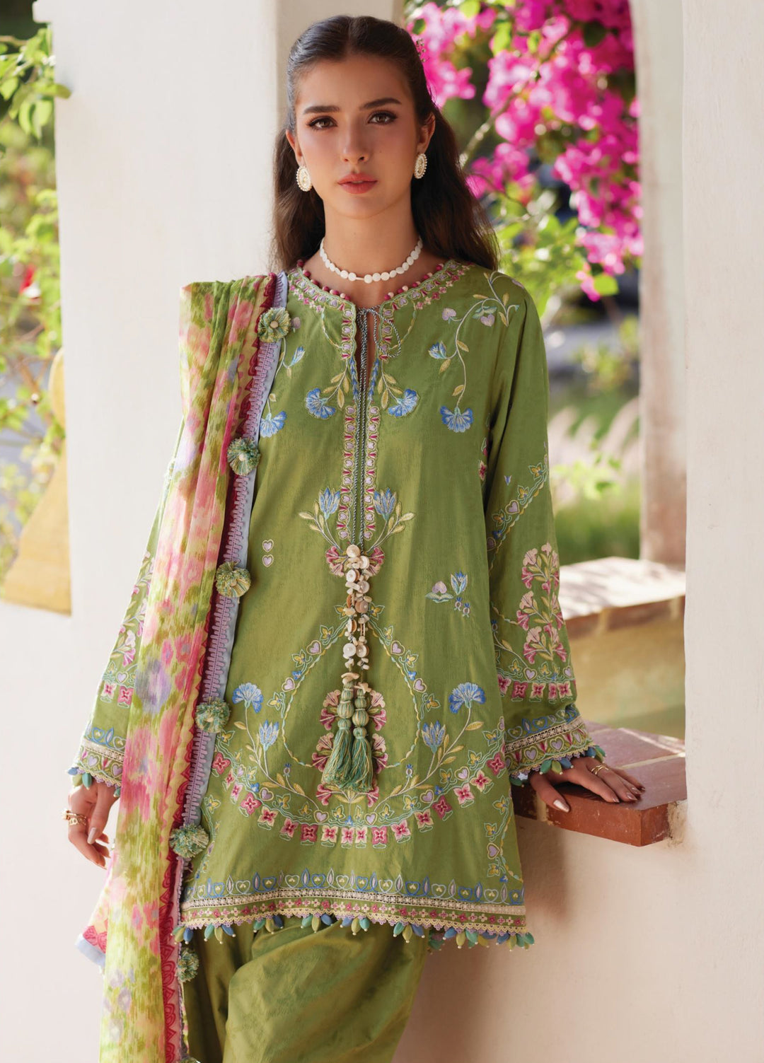 Farah Talib Aziz Unstitched Embroidered Lawn 3 Piece Suit FTA26UL FTA-09 CARMEN KIWI - Summer