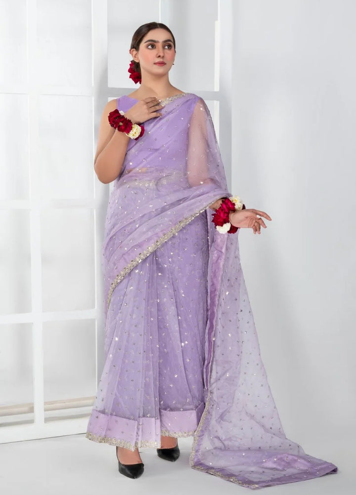 Luxe by Imran Aftab Unstitched Embroidered Organza Saree Suit IASC 26 - Festive Collection