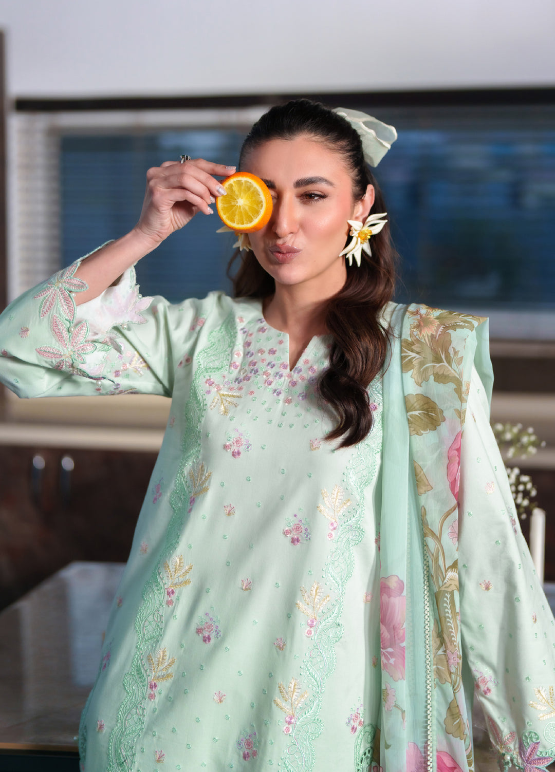 Symphony by Neeshay Unstitched Embroidered Luxury Lawn 3 Piece Suit NSH26US D-5 Aizere - Summer Collection