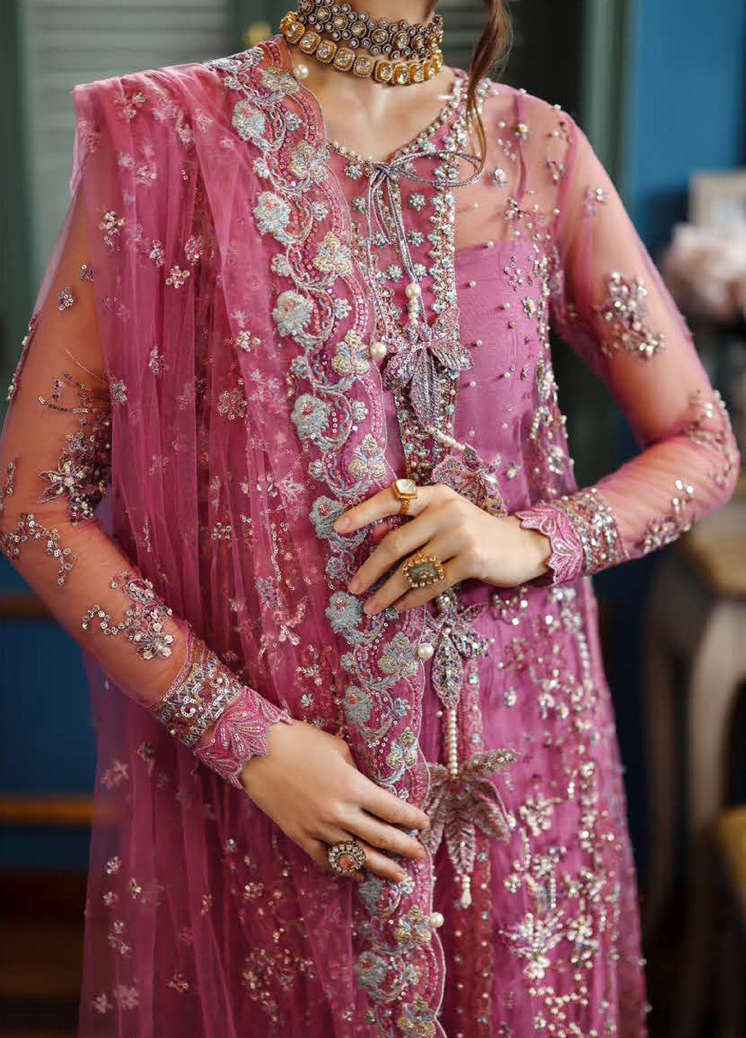 The Muse by Mushq Unstitched Net Embroidered Suits 3 Piece MU26TM Arwen - Wedding Collection