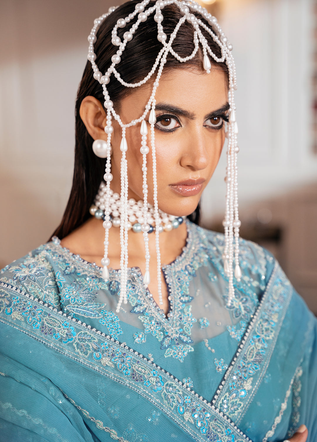 Check In by Zarizaa Embroidered Chiffon 3 Piece Suit ZZ26UCI DEW - Festive Collection