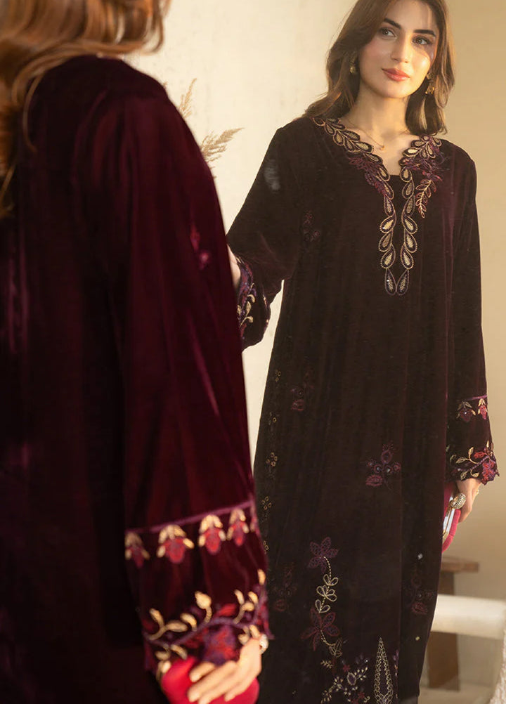 Winter Hues by Naayas Women Pret Embroidered Kaftaan Velvet Elysee - Winter Collection