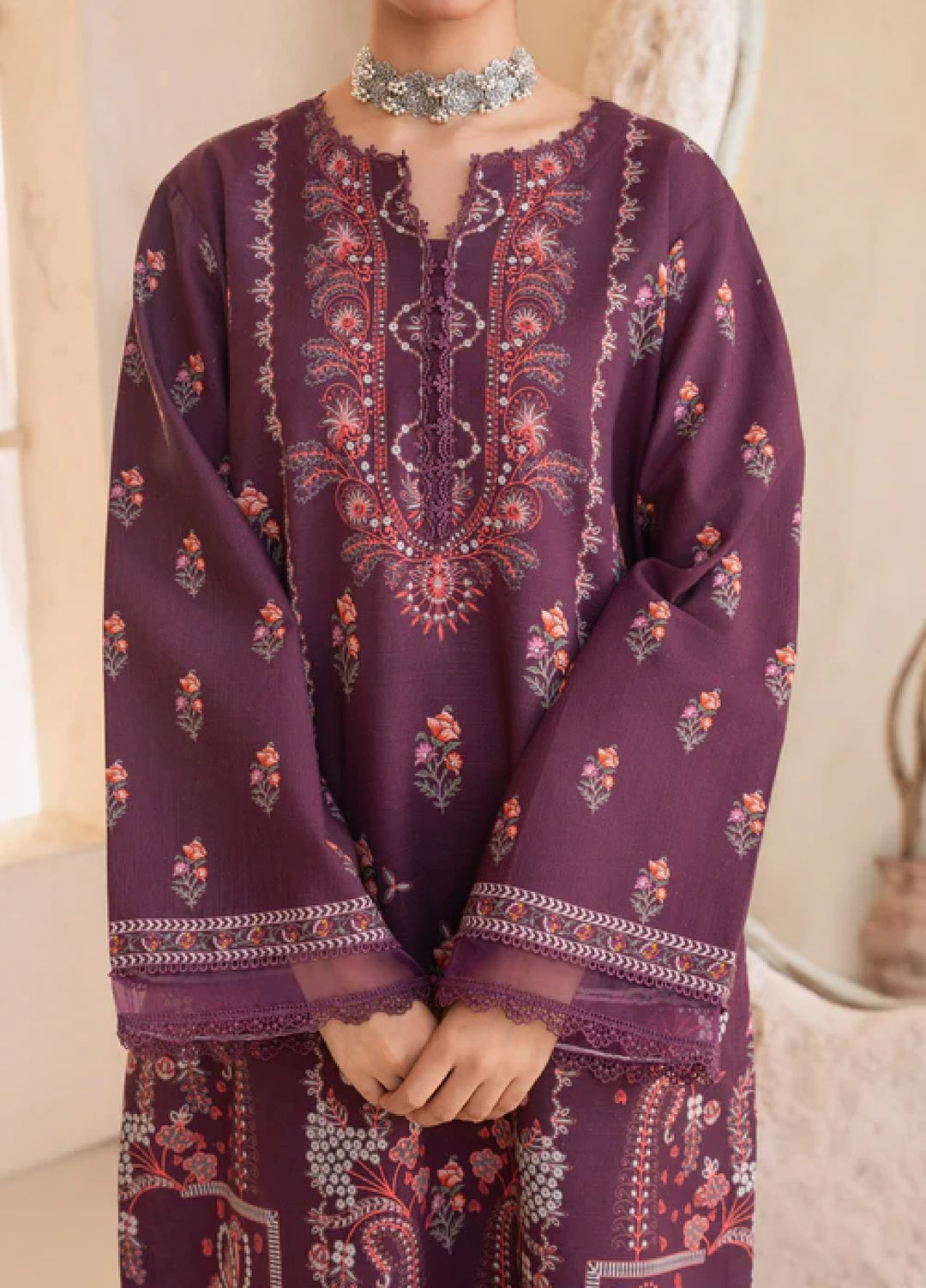 Jugnu by Chandan Nagri Women Pret Embroidered Khaddar 3 Piece Suit Dina - Winter Collection