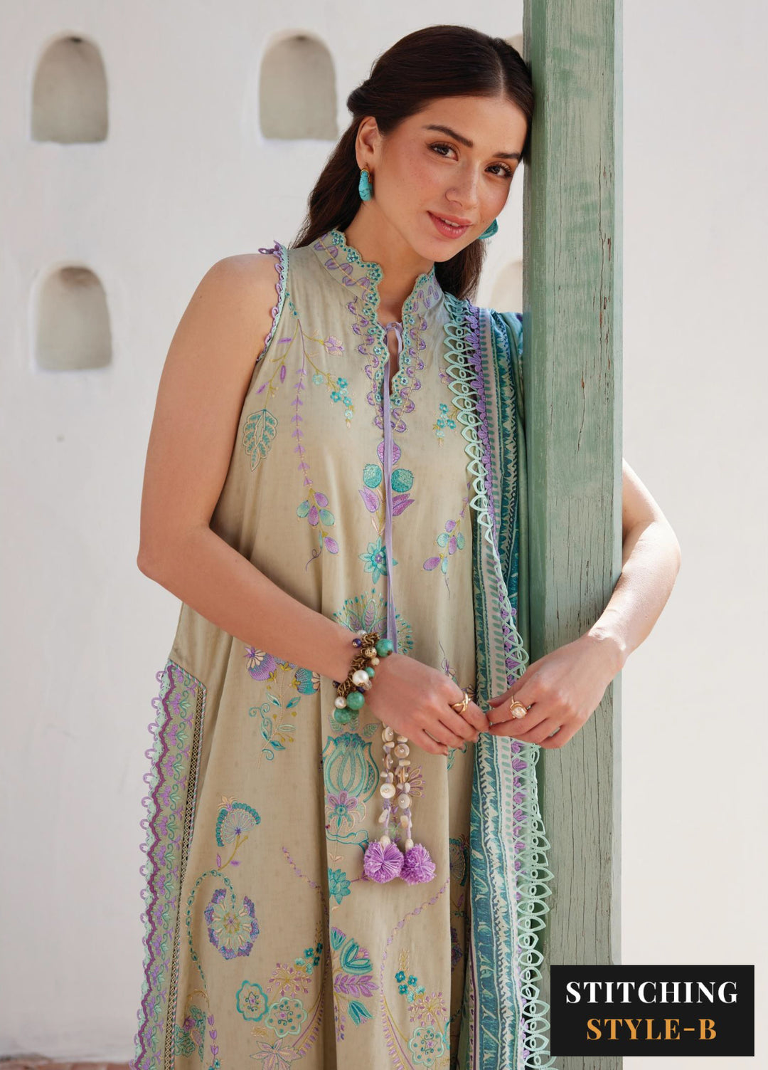 Farah Talib Aziz Unstitched Embroidered Lawn 3 Piece Suit FTA26UL FTA-07 VALERIE OLIVE - Summer