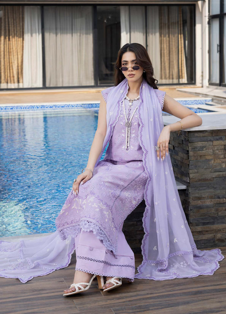Aylin Unstitched Embroidered Luxury Lawn 3 Piece Suit AYL26UL D1 Sweet Violet - Summer Collection