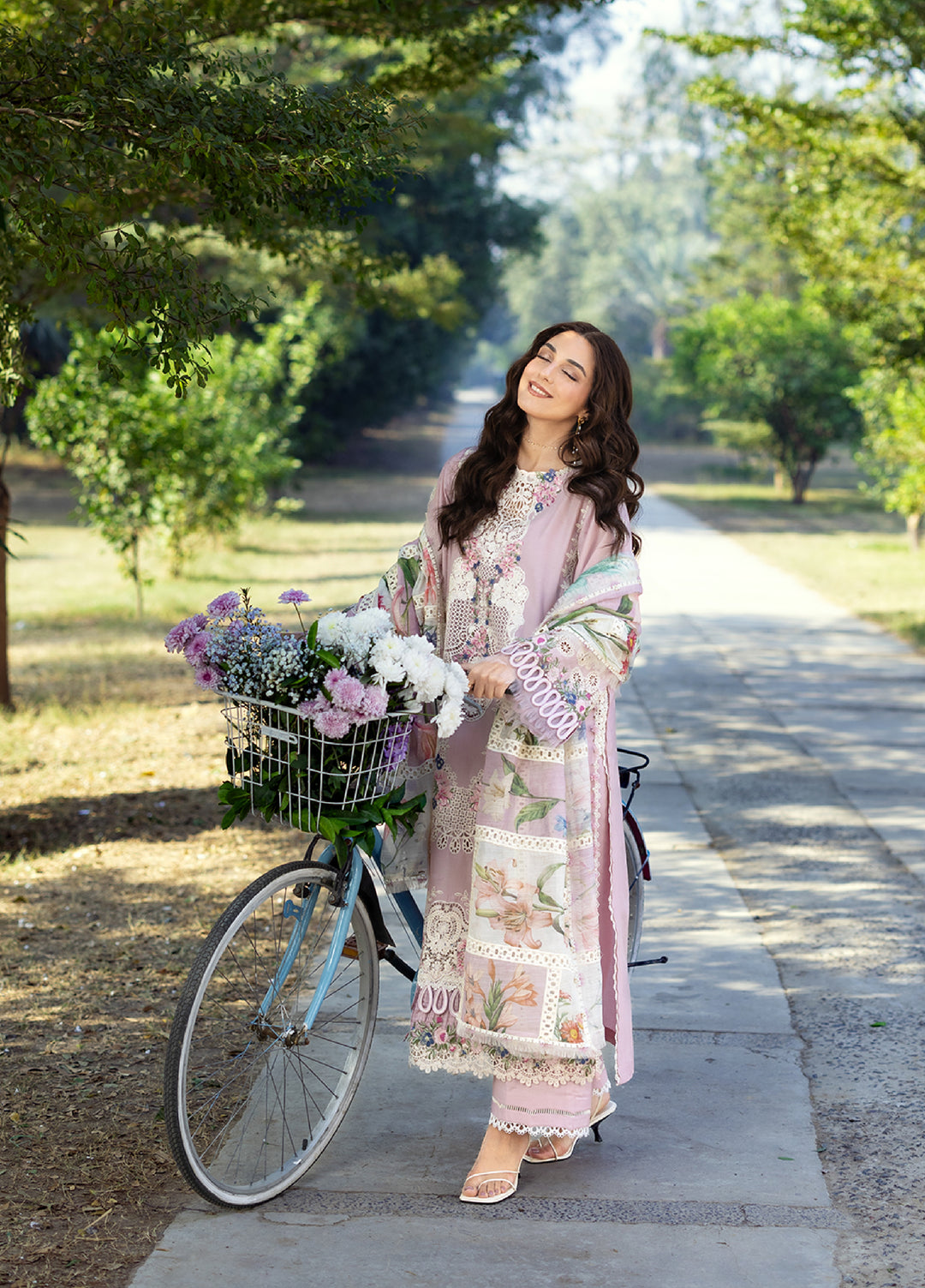 Elaf Premium Unstitched Embroidered Luxury Lawn 3 Piece Suit EL26UPL ELY-1A MAISON PINK - Summer Collection