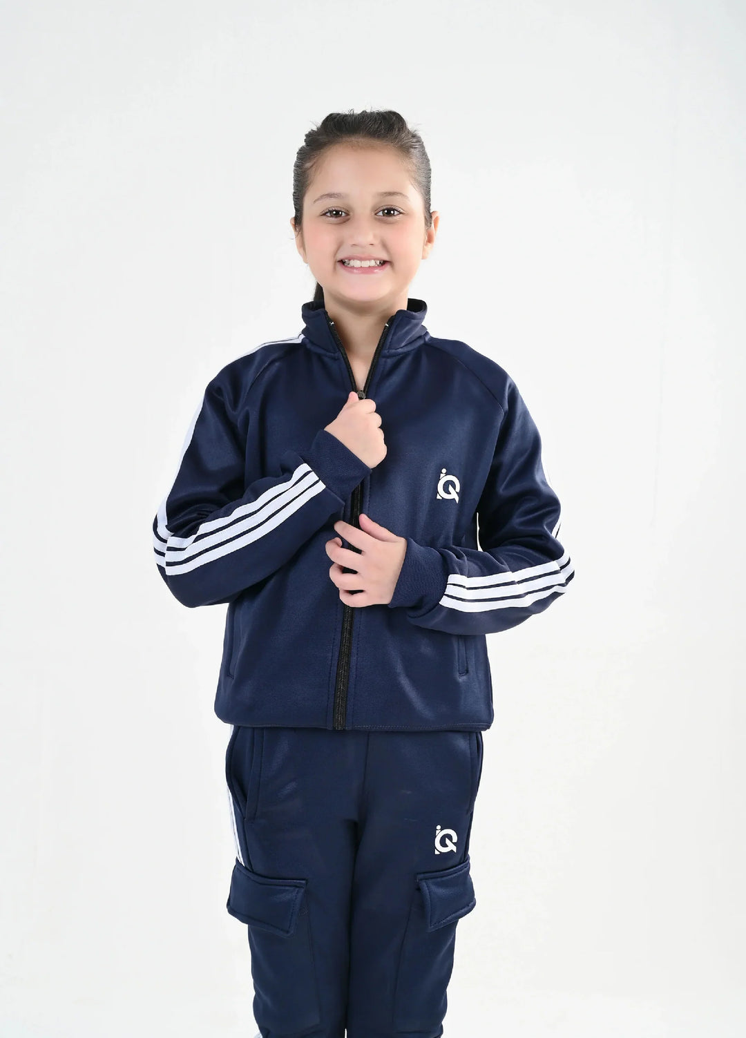 IQ Exclusive Kids Track Suit Fleece 2 PieceNavy Streak Zipper-Unisex Kids - Winter Collection