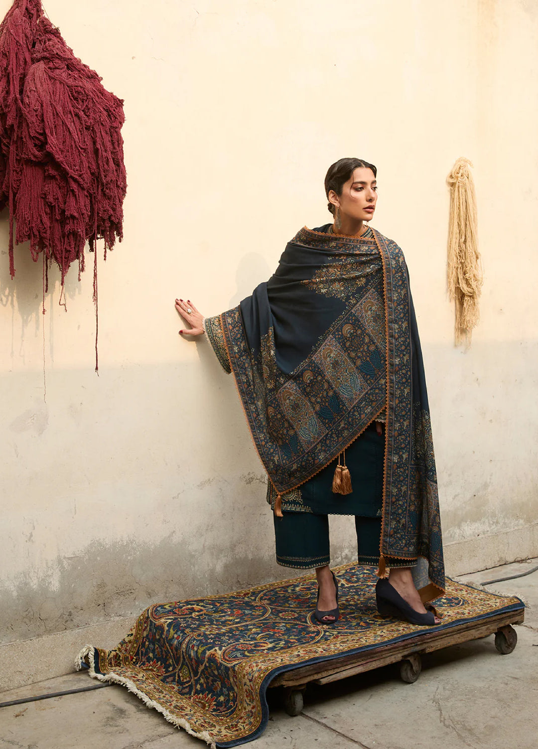 Jugnu by Hussain Rehar Unstitched Karandi Embroidered Suits 3 Piece HR25JW Niva - Winter Collection