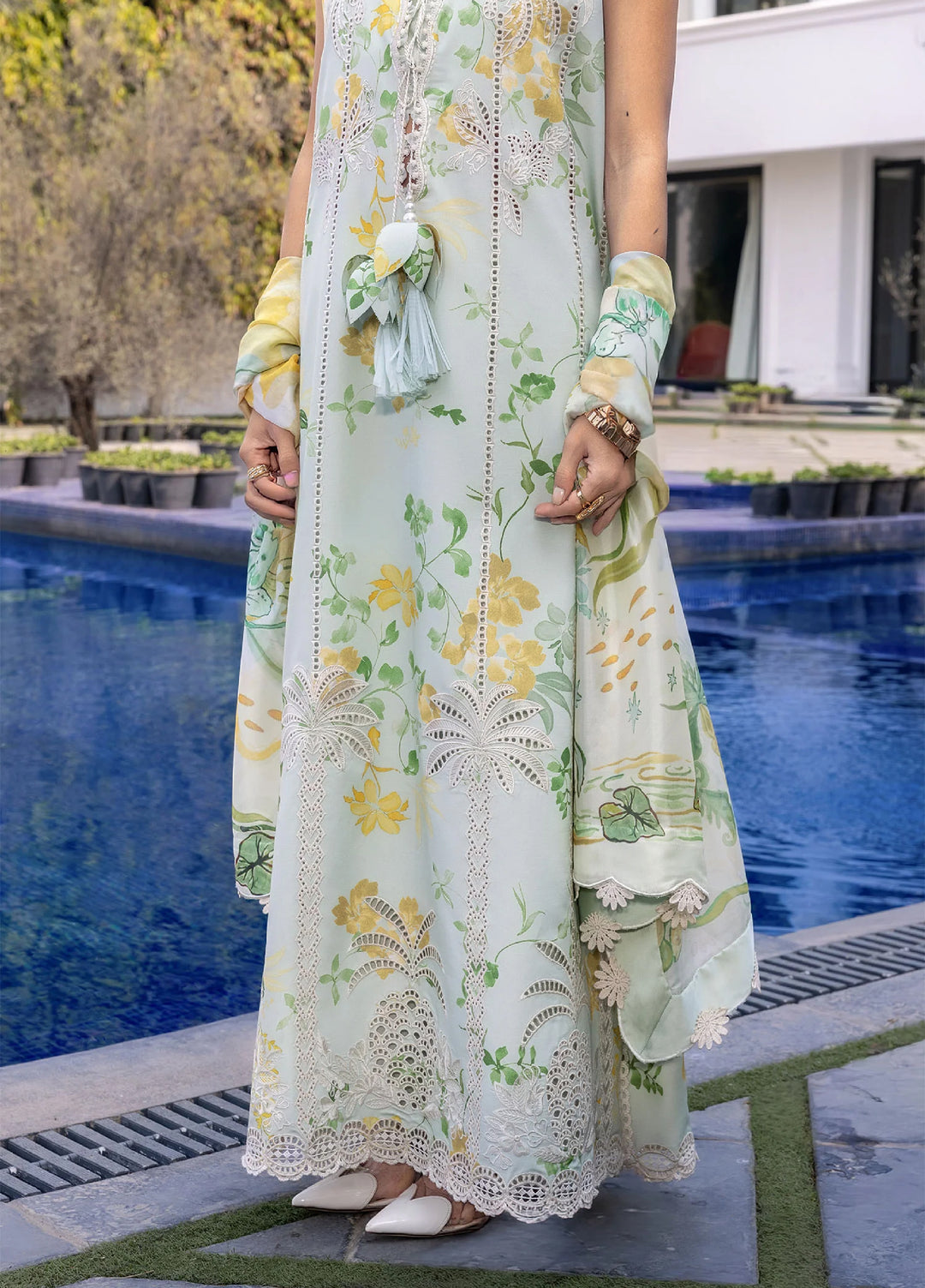 Flow by Crimson Unstitched Embroidered Lawn 3 Piece Suit CR26UFL D4 B-Mint - Festive Collection