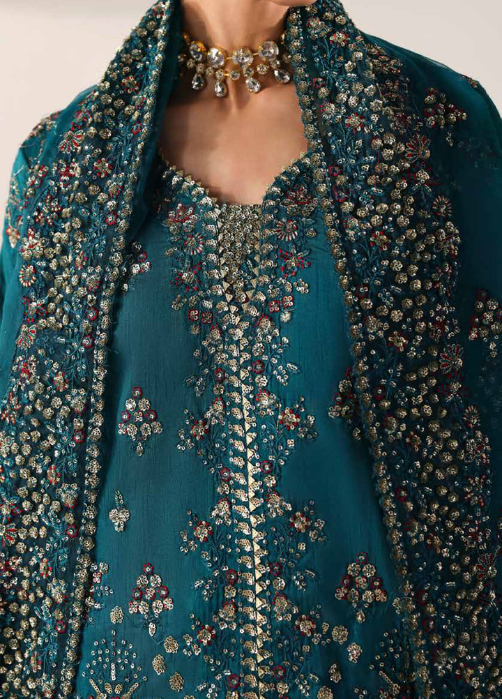 Serein Luxe by Emaan Adeel Unstitched Raw Silk Embroidered Suits 3 Piece EA25SL D-6 Moonlight Night - Festive Collection