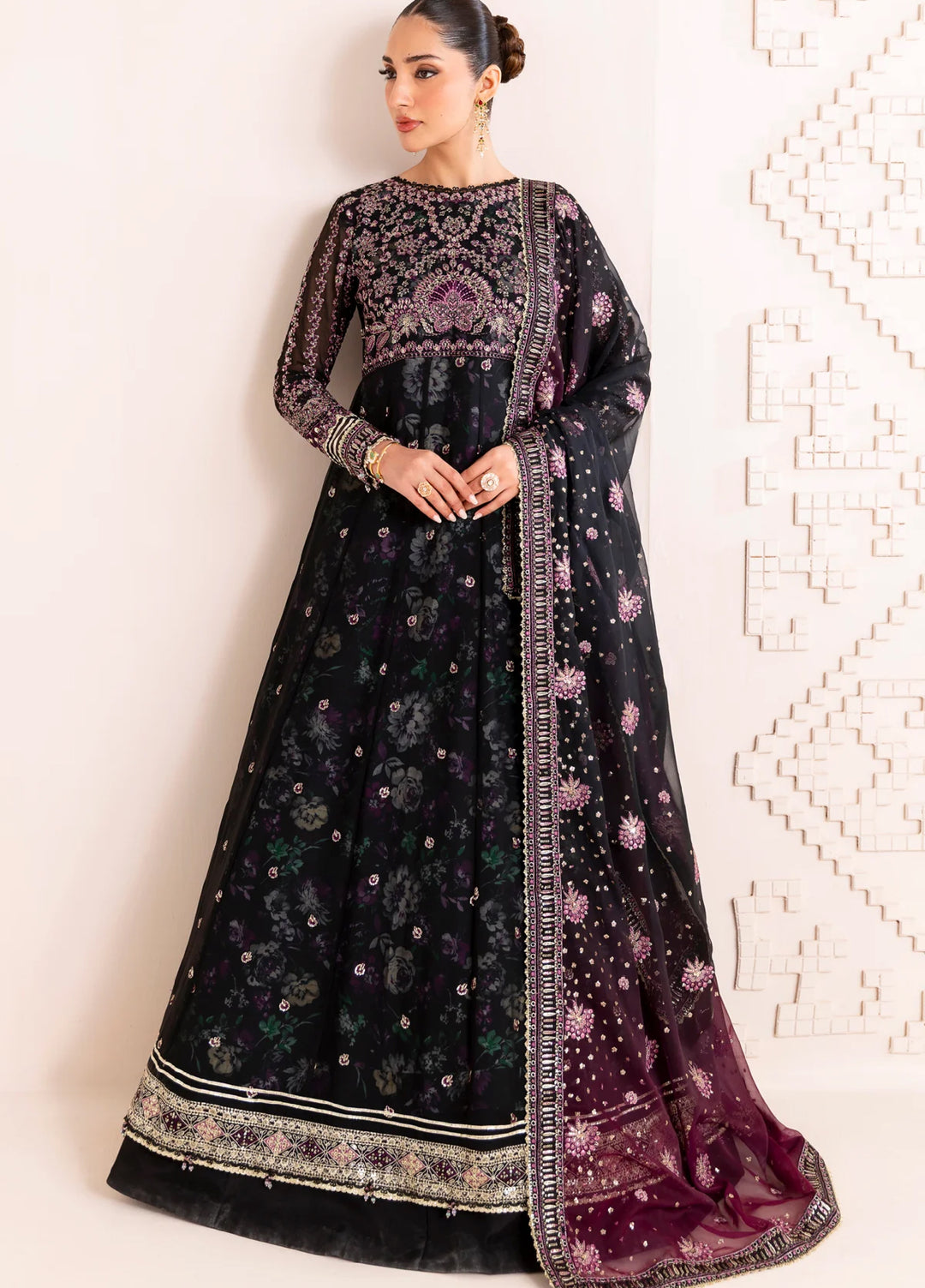 Xenia Formal Luxury Unstitched Embroidered Chiffon Suits 3 Piece XE25FL XF-1020 Nagira - Formals Collection