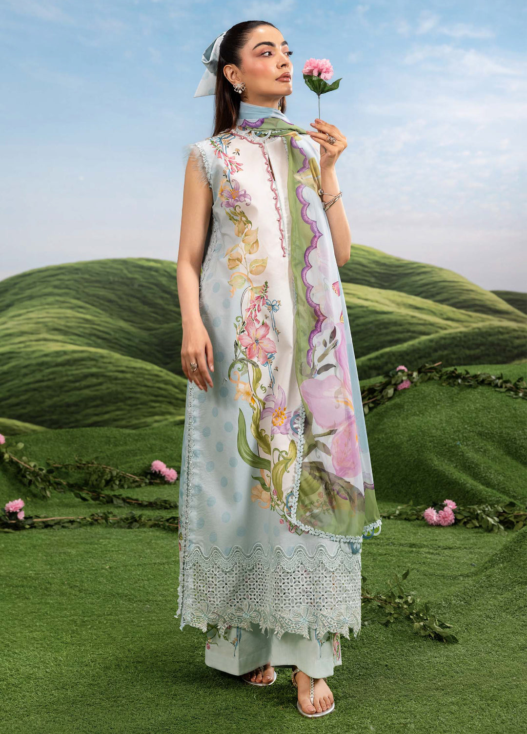 M Basics by Maria B Unstitched Embroidered Lawn 3 Piece Suit MB26SSEL MB-CUSV14-05A - Eid Collection