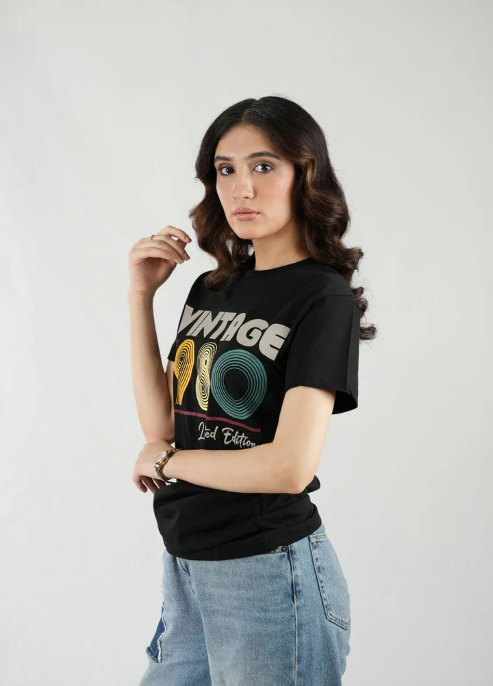 Mercato RTW Solids Cotton 1 Piece Round Neck Black Shirt