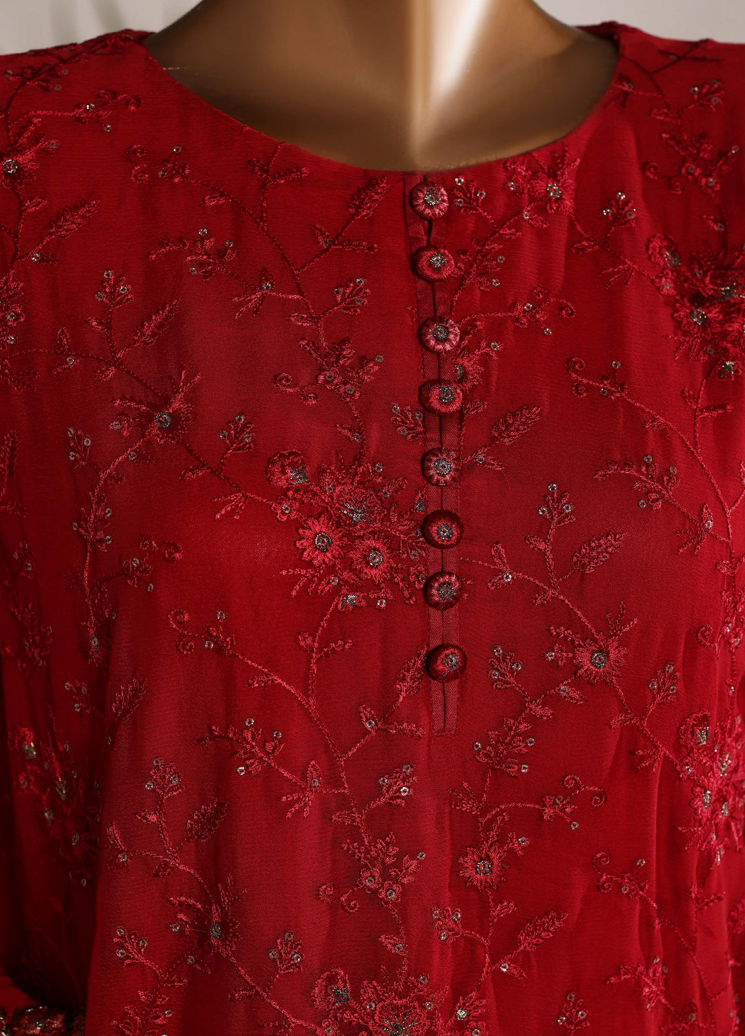 Fasane by HZ Textiles RTW Embroidered Chiffon 3 Piece Suit HZ26UCF HZK-239 Maroon - Festive Collection