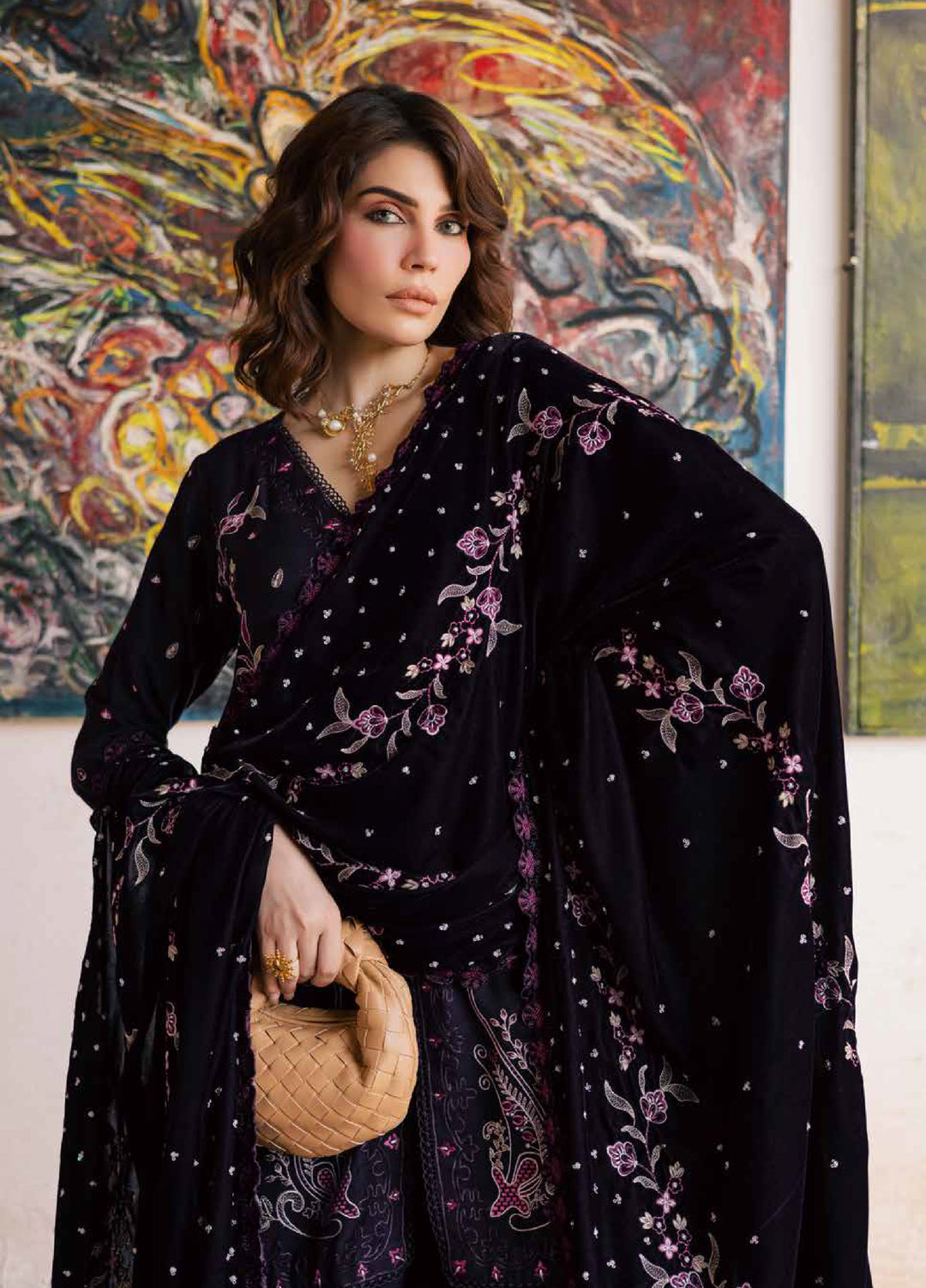 Nureh Exclusive Unstitched Luxury Leather Peach Embroidered Suits 3 Piece NU25LV NE-182 - Festive Collection