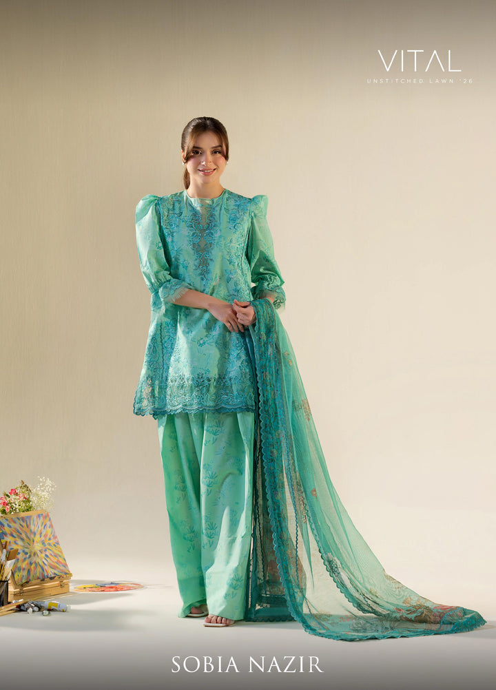 Vital by Sobia Nazir Unstitched Embroidered Lawn 3 Piece Suit SN26UVL 4B - Summer Collection