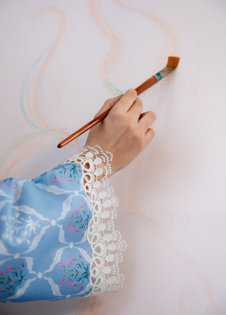 Sahar Unstitched Printed Cambric 1 Piece Shirt SS1-26-33 Sky Lattice - Summer Collection