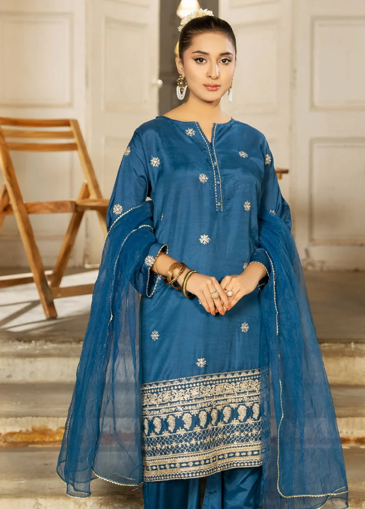 Dhaga Women RTW Embroidered Rawsilk 3 Piece DHG26PCN Noor e neel - Eid Collection