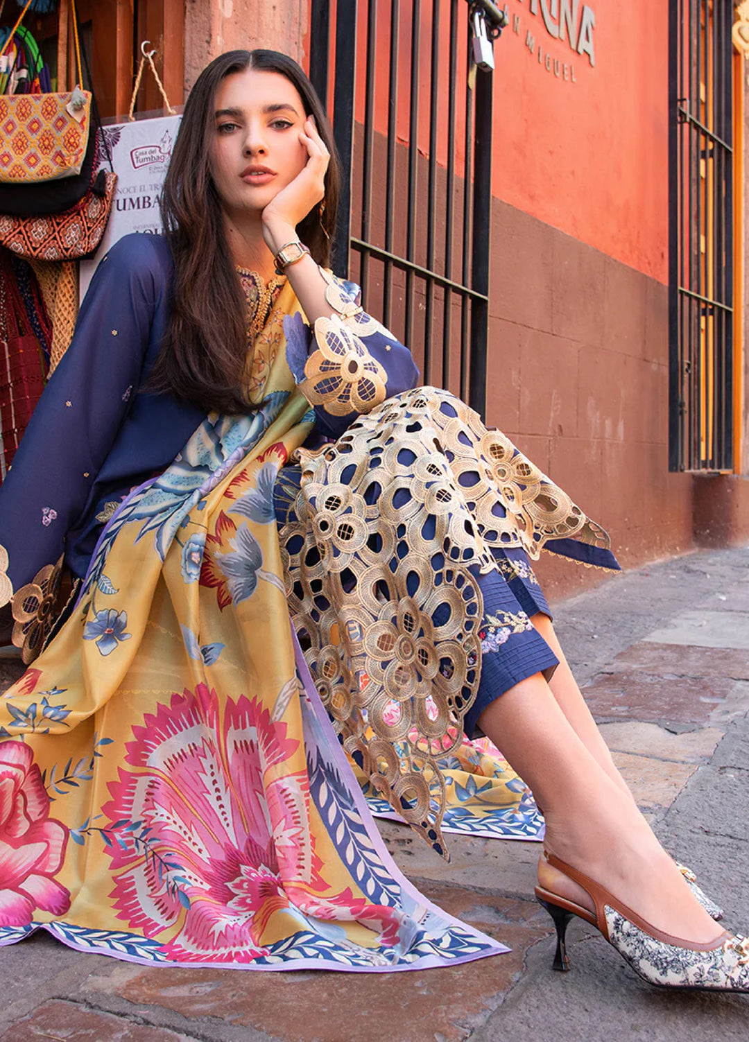 Hemline Odyssey by Mushq Unstitched Embroidered Lawn 3 Piece Suit MU26UHO HUNSS250402 INES - Summer Collection