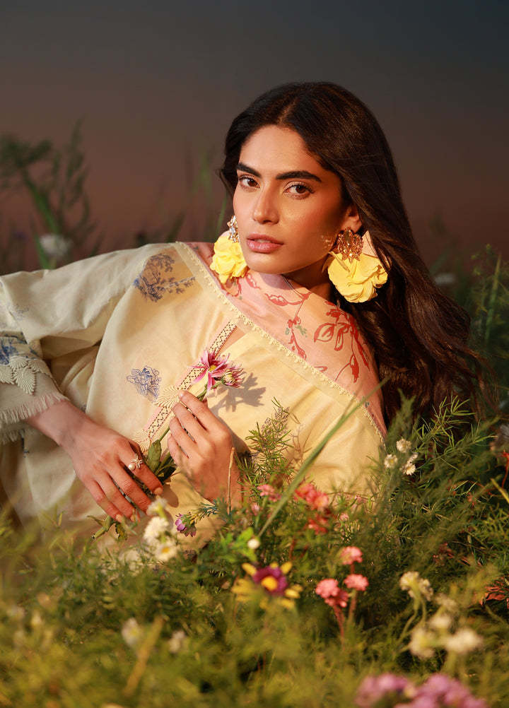 Mirha by Sahar Unstitched Printed Lawn 3 Piece Suit SS1-26-15 Buttercream Botanica - Summer Collection