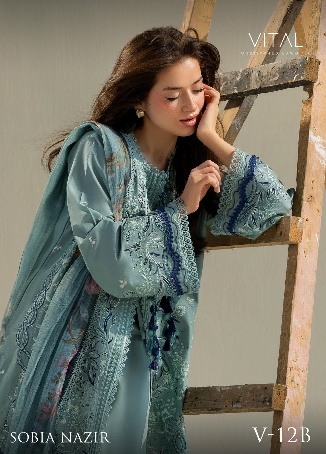 Vital by Sobia Nazir Unstitched Embroidered Lawn 3 Piece Suit SN26UVL 12B - Summer Collection