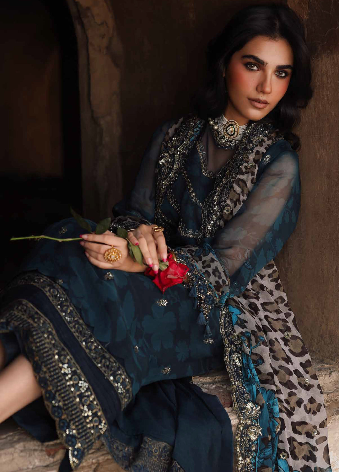 Vasal by Charizma Unstitched Luxury Chiffon Embroidered Suits 3 Piece CRZ25LC VSL25-43 - Festive Collection